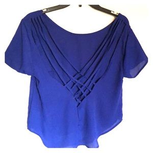 Blue Backless Strappy Blouse